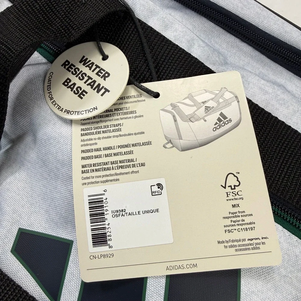Adidas Defender Small Duffel Bag Grey Black Green IU9382 NWT